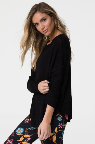 Image Title Onzie Raglan Pullover Top - Black